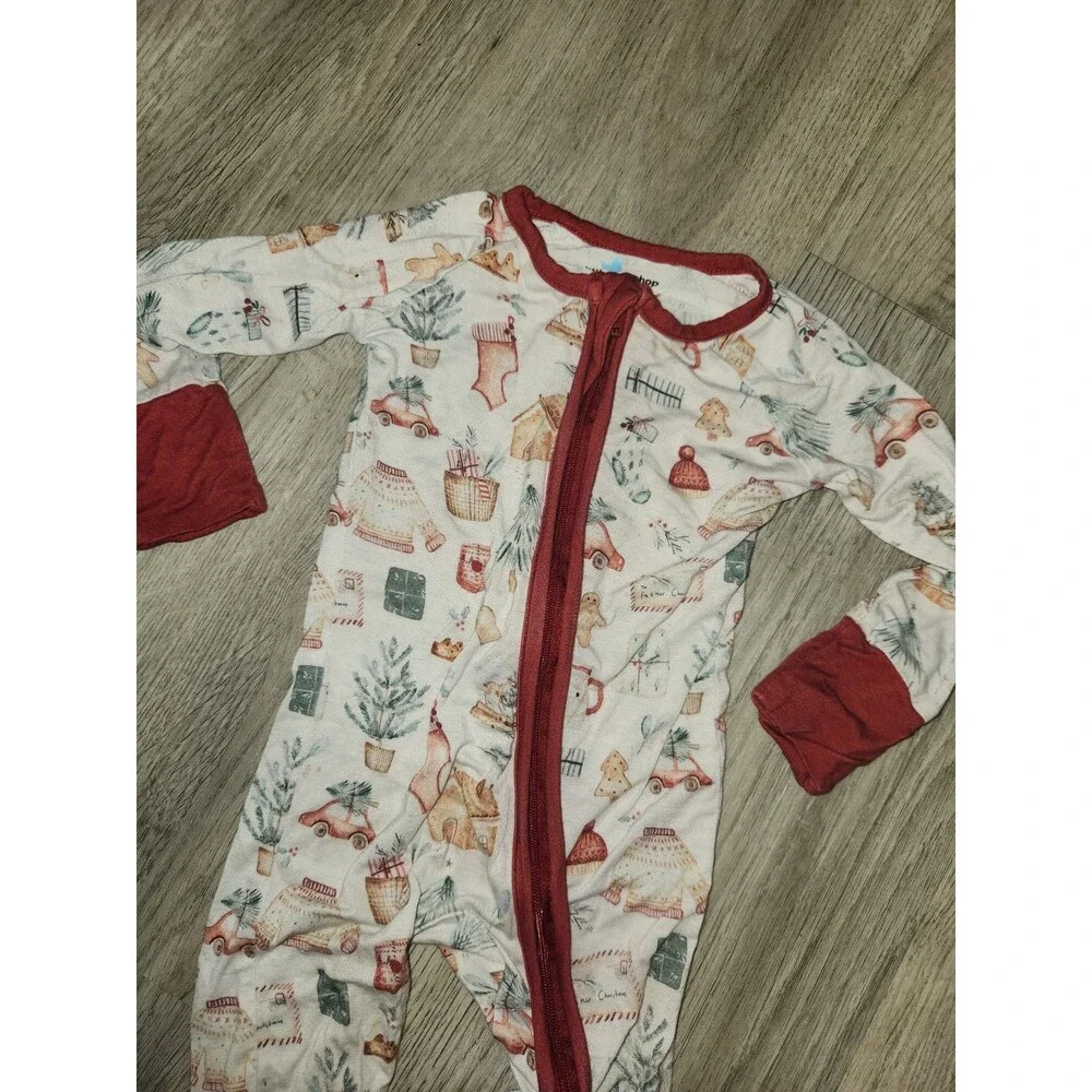 Little One Shop Red Merry Moments Christmas Bamboo Sleeper | 3-6 Months